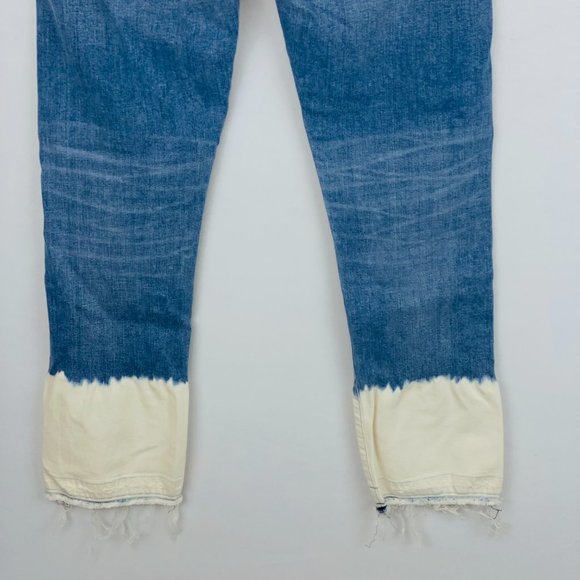 Citizens of Humanity COH Dip Dye Raw Hem Agnes Crop Mid Rise Slim Straight Jeans - Picture 6 of 11